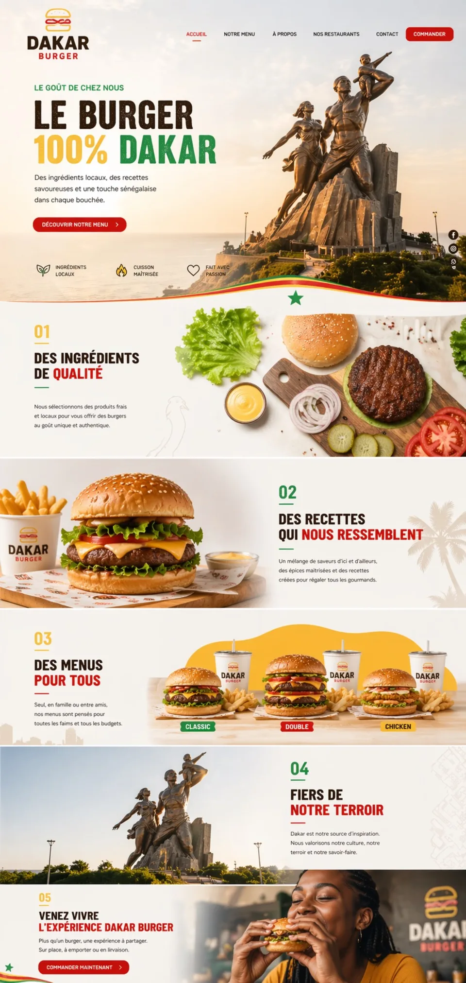 Concept Dakar Burger : identité visuelle et site de restauration